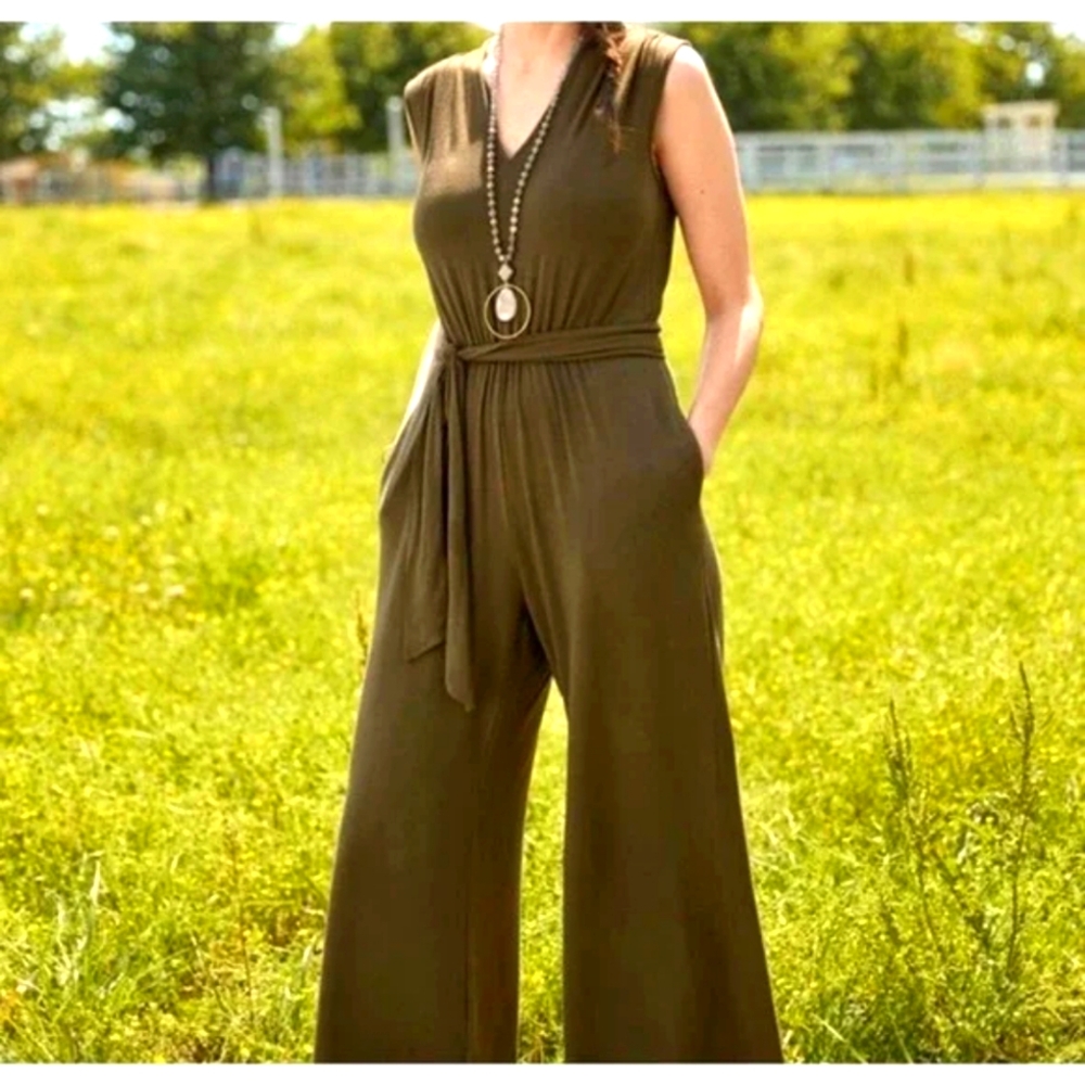 Matilda Jane Olive Green Finest Hour Sleeveless Jumpsuit Size XS